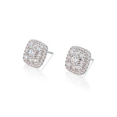 עגילים צמודים מכסף וזרקונים מרובעים